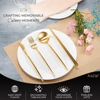 Matte Gold Utensils Set - 16-piece KiiZYs Cutlery Stainless Steel Silverware - Flatware Set Korean Chopsticks Fork Spoon Knife - Cubiertos Dorados Dishwasher Safe Gift Box (Gold, Service for 4)