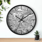 Mozingo ~ Wine Clock for Kitchen Bar Wall It's Wine O'clock Silent Time Gift Home Decor Made In USA, 10" (Hour Marks - Lines, Clock Frame Color - Black, Wine Theme #06)