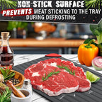 Thawing Tray for Frozen Meat, Fish, and Veggies, 14" x 8", Aluminum | Defrost Tray for Frozen Meat; Non-Stick Coating; High Heat Transfer, No Electricity; Easy Handling, Maintenance and Storage