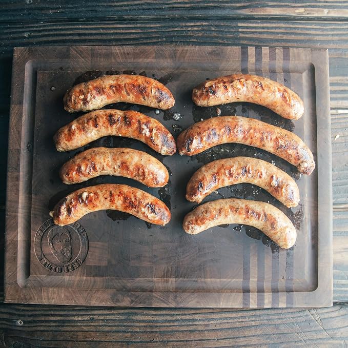 Bearded Butchers Tomato Basil Bratwurst DIY Kit – Flavorful Brats with Tomato Basil Seasoning & 32mm-35mm Natural Hog Casings – For Pork, Chicken & More – Makes Up to 25 lbs Meat