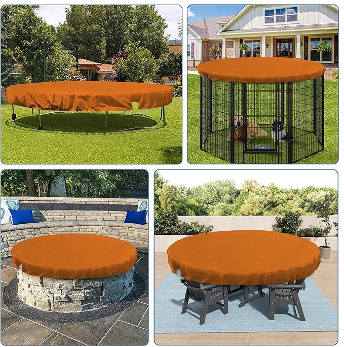 ECOOPTS 6 ft Round Pool Cover for Above Ground Pools, Swimming Pool Cover Protector Winter Safety Cover (Orange)