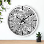 Mozingo ~ Wine Clock for Kitchen Bar Wall It's Wine O'clock Silent Time Gift Home Decor Made In USA, 10" (Hour Marks - Lines, Clock Frame Color - White, Wine Theme #06)