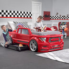 Step2 Turbocharged Twin Size Truck Car Bed, Car Bed for Boys and Girls, Working Headlights & Built-In Storage, Toddlers Ages 3+ Years Old, Adult Assembly Required, Vibrant Red