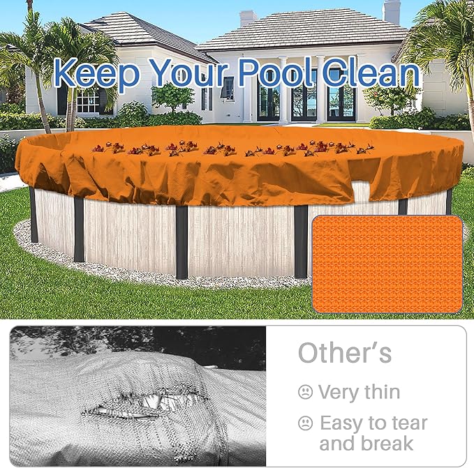 ECOOPTS 6 ft Round Pool Cover for Above Ground Pools, Swimming Pool Cover Protector Winter Safety Cover (Orange)