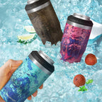 HAUSHOF 4-in-1 Insulated Can Cooler for 12oz Cans & Beer Bottle, Camo Green | Double-Wall Vacuum Insulated, 18/8 Stainless Steel, BPA-Free Lid, Slim Can Cooler for Camping, Beach & Picnic