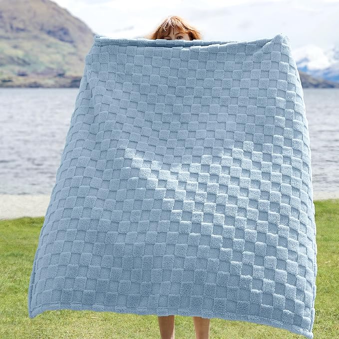 Bedsure GentleSoft Twin Blanket for Bed Light Blue - Super Soft Cozy Blankets for Women Men Girls, Cute Fuzzy Fleece Throws for Bedroom Couch, 60x80 Inches