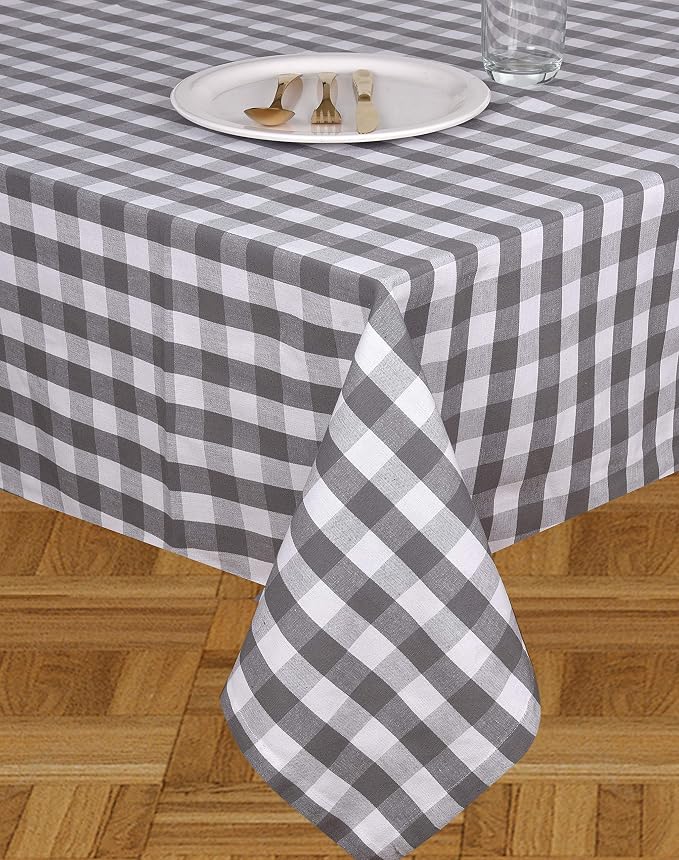 Urban Villa Tablecloth Cotton Tabletop 60x84 (6-8 Seats) Grey Checks