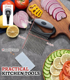 Large Onion Slicer Holder, Stainless Steel Onion Holder for Slicing with 14 Sharp Prongs for Slicing of Tomato, Avocado, Vegetable Chopper Meat Tenderizer for Fruit Prep (CarbonBlack)