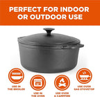 Commercial Chef 6.6-Qt. Dutch Oven, Pre-Seasoned Cast Iron, CHCI660 | Integrated Handles, Works on All Cooktops Including Induction, Outdoor Cookware for Campfires or Grills