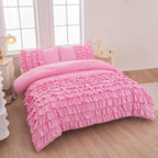 Pink Comforter Set Queen Size, 5 Pcs Bed in a Bag Girls Queen, Girls Queen Comforter Set, Girls Pink Bedding Queen, Teen Bedding Sets for Girls Kids