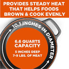 Commercial Chef 6.6-Qt. Dutch Oven, Pre-Seasoned Cast Iron, CHCI660 | Integrated Handles, Works on All Cooktops Including Induction, Outdoor Cookware for Campfires or Grills