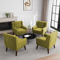 UIXE Accent Chair, Velvet Upholstered Armchair for Living Room, Modern Club Arm Chairs Comfy Single Sofa Button Tufted Bedroom Reading Seat - Green, Set of 4