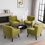 UIXE Accent Chair, Velvet Upholstered Armchair for Living Room, Modern Club Arm Chairs Comfy Single Sofa Button Tufted Bedroom Reading Seat - Green, Set of 4
