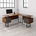 NicBex Laik-DW-00045-DX Desks, 59" W x 57.75" D x 30" H, Walnut