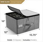 Sorbus Stemware Storage Cases Hard Shell, Wine Glass Storage Box Case with Dividers and Handle - China Storage Containers Holds 12 Crystal Glassware, Red White Wine Glasses, Champagne Flutes, Goblets