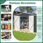 Favfurish Outdoor Storage Shed 10×12 FT,Metal Waterproof Tool Sheds with Lock and Key,Heavy-Duty Sheds Unit W/Doors and Vents,Galvanized Steel Garden House for Storing Bicycles,Barbeques,Black