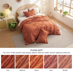 Bedsure Boho Comforter Set Twin - Terracotta Tufted Bedding Comforter Set, 2 Pieces Farmhouse Shabby Chic Embroidery Bedding Set, Soft Geometric Pattern Comforter for All Seasons