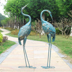 35-40 Inch Standing Garden Crane Statues for Outdoor Set of 2 Metal Birds Garden Sculptures Yard Art for Home Backyard Patio Lawn Decoration