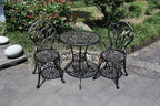 CG 3 Piece Bistro Set, Outdoor Patio Set, Anti-Rust Cast Aluminum Bistro Table Set for Park Yard Front Porch Furniture, Tulip, Antique Copper