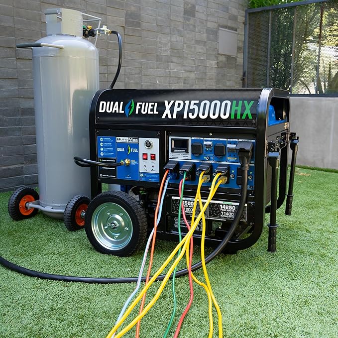 DuroMax XP15000HX 15,000-Watt Dual Fuel Portable Generator - Gas & Propane, Remote Electric Start, Whole Home Power Backup, Transfer Switch Ready, RV & Emergency Ready