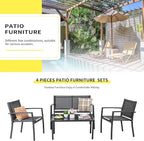 Shintenchi 4 Pieces Patio Furniture Set, Modern Design, Durable Steel Frame, Comfortable Textile Cushions, Easy to Move and Clean