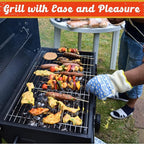 GRILL HEAT AID BBQ Grill Gloves Heat Proof for Grilling – Fireproof 1472°F Heat-Resistant Grill Mitts for Outdoor Barbecue and Smoker, Campfire, Fire Pit, Oven Glove with Fingers for Baking Pizza