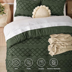 Bedsure California King Comforter Set - Olive Green Comforter, Boho Tufted Shabby Chic Bedding Comforter Set, 3 Pieces Farmhouse Bed Set for All Seasons, Fluffy Soft Bedding Set with 2 Pillow Shams