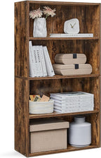 VASAGLE Bookshelf, 23.6 Inches Wide, 4-Tier Open Bookcase with Adjustable Storage Shelves, Floor Standing Unit, Rustic Brown ULBC164X01