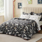Dinosaur Twin Comforter for Boys,5 Pieces Kids Bedroom Bedding Set with Sheets and Pillowcase,Super Soft Lightweight for All Seasons,Grey,Machine Washable