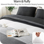 Andency Queen Comforter Set Black,3 Pieces Black White Gray Patchwork Striped Comforter (90x90 Inch), Soft Microfiber Down Alternative Queen Comforter Bedding Sets with Corner Loops