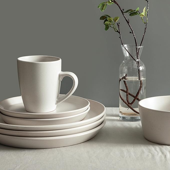 Stone Lain Albie 32-Piece Dinnerware Set Stoneware, White Speckled