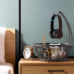 SimpleHouseware Fruit Basket Bowl with Banana Tree Hanger, Bronze
