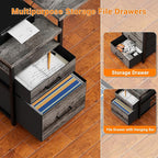 Unikito 70.8" Reversible L Shaped Computer Desk with Fabric File Drawers, Corner Desk with RGB LED Lights & Power Outlets & Monitor Stand, Large Gaming Desk for Home Office Workstation, Black Oak