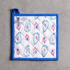Maison d' Hermine Pot Holders 100% Cotton Potholders (8" x 8", Pack of 1) | Heat Resistant Hot Pads with Loop BBQ Cooking Baking Farmhouse Kitchen Handling Hot Pans Spring Summer - Indian Floral