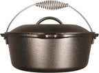 Lodge Seasoned Cast Iron Dutch Oven with Bail Handle - Heavy Duty Campfire Ready Cooking Pot with Lid for Indoor & Outdoor Cooking - 5 Quart