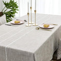 Home Brilliant Lattice Stripe Tablecloth Faux Linen Table Cover for Kitchen Dinning Tabletop Decoration (Square, 52 x 52 Inch, Light Linen)