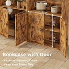 IRONCK Industrial Bookshelves and Bookcases with Doors Set of 2 Floor Standing 6 Shelf Display Storage Shelves 70 in Tall Bookcase for Home Office, Living Room