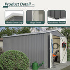 10 x 10 FT Outdoor Storage Shed, Large Metal Tool Sheds with Updated Frame Structure and Lockable Doors, Garden Shed for Backyard Garden Patio Lawn, Grey