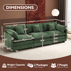 Ihanherry 111.4" L Shaped Modern Sofa Modular Sectional Cloud Couch with Ottoman, 4-Seat Chenille Deep Seat Sofa with Pillow for Living Room, Bedroom and Apartment, Beige