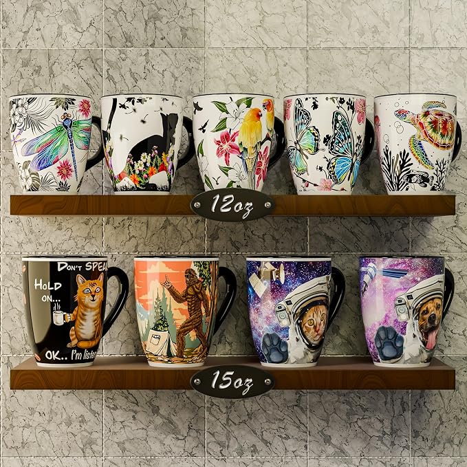 Color Changing Butterfly Coffee Mug 12OZ - Ceramic Heat Sensitive Cup Hot Cocoa Tea Milk Mugs Hot Drinks and beverages Unique Beautiful Holiday Christmas gift Idea for Nature lovers women mom grandma