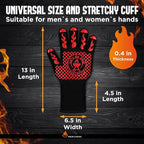 BBQ Grill & Oven Gloves 1472°F Heat Resistant | Storage Case & Gift Box | Fireproof, non-slip silicone mitts, extra-long protection for grilling, smoking & baking | Pro Series BBQ gloves - Easy clean