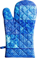 Maison d'Hermine Oven Gloves 100% Cotton Oven Mitt (7" x 13", Pack of 1) | With Loop Heat Resistant BBQ Cooking Gloves Baking Grilling Kitchen Handling Hot Pans Spring Summer - Indigo Love