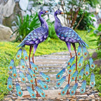 Kircust Purple Peacock Garden Statue and Sculpture, Metal Peacocks Yard Art Lawn Decor, Large Birds Garden Sculptures & Statues for Patio Backyard Pond Home Decoration