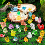 80 Pcs Luminous Mini Resin Animals 80 Styles Tiny Little Glow in The Dark Animal Figures to Hide Miniature Ducks Figurines for Party Favors DIY Fairy Garden Dollhouse Micro Landscape Aquarium Decor