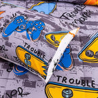 Btargot Gaming Stone Pattern Comforter Set for Boys Girls Kids, 3 Pieces Reversible Skateboard Game Console Flame Painting Bedding Set, Grey Twin