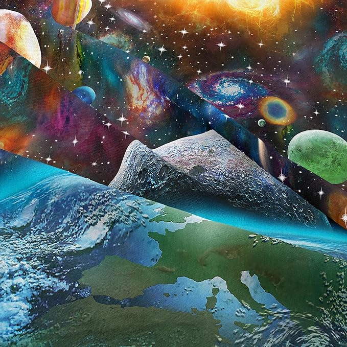 Tailor Shop 5 Pcs Outer Space Comforter Sets Full Bed in A Bag for Teen Boys Girls Kids,Galaxy Bedding Set with Space Sheets Fitted Bed Sheet