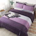 Andency Stripe Comforter Set Twin Size (66x90 Inch), 2 Pieces Purple and Gray Patchwork Striped Comforter, Soft Microfiber Down Alternative Comforter Bedding Set with Corner Loops