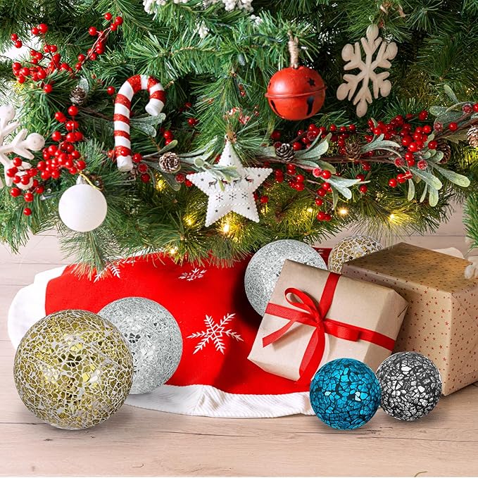 Decorative Ball for Bowls, 3 Inch Mosaic Glass Balls Decorative Glass Orbs for Home Decor/Dining Tables/Wedding Party/Coffee Table/Centerpiece Decor [Turquoise]