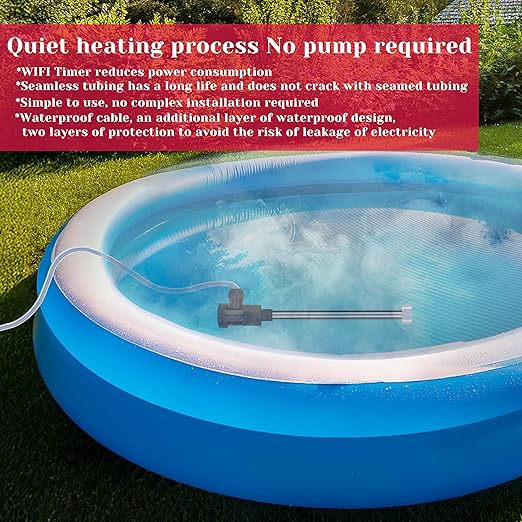 2000W Immersion Water Heater for Hot Tub & Pool – Portable Electric Submersible Heater with Temp Control, Auto Shut-Off, and WiFi Timer for Above Ground Pool, Swimming pool, Bathtub, and Spa