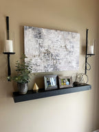 joelsantiques - 24 Inch Wooden Floating Shelves for Wall - 24x8x2 in - Made of Natural Wood - Short Heavy Duty Rustic Wall Shelves for Bedroom - Perfect for Living Room, Kitchen - Black